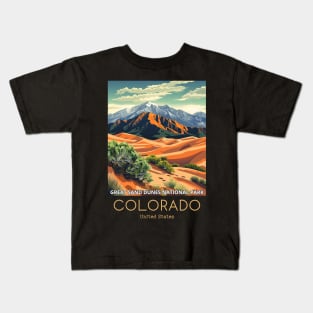 A Vintage Travel Illustration of the Great Sand Dunes National Park - Colorado - US Kids T-Shirt